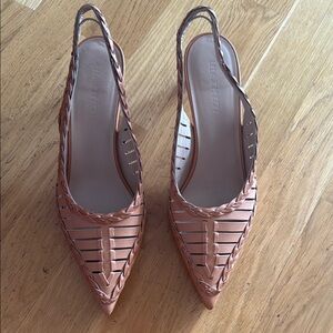Ulla Johnson Tan Leather Heels with Woven Design
